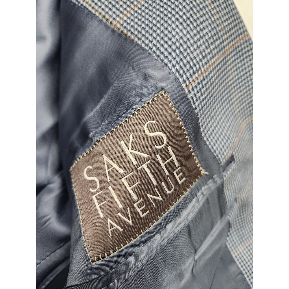 Canali Blazer Mens 54R Blue Plaid Wool Sport Coat Made In Italy Saks Fifth - Picture 13 of 16